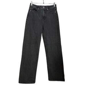 Old Navy Sky Hi Wide Leg Jeans Womens Size 2 Extra High Rise Faded Black Denim